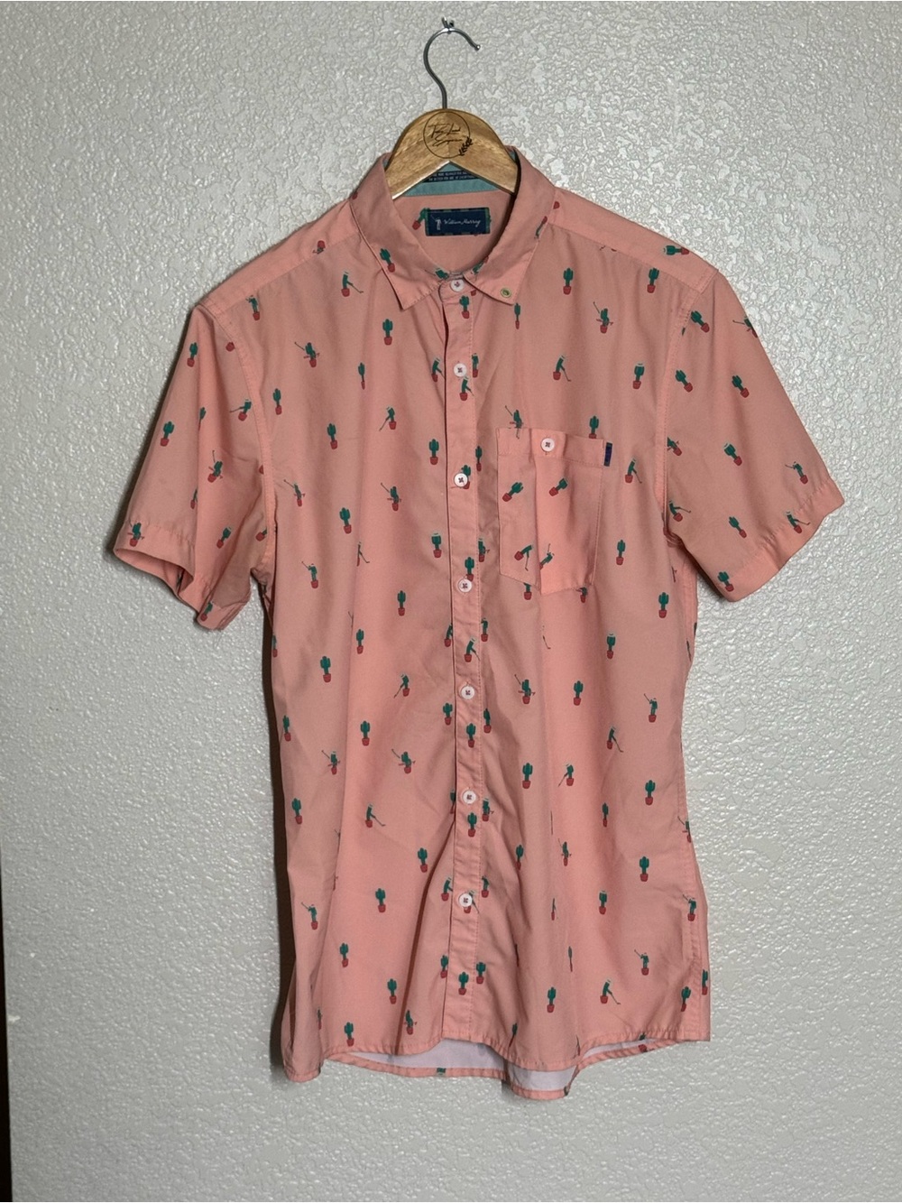 William Murray All Over Catcus Golf Button Down Shirt Medium